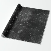 Zwarte glam Glitter Stars Sparkly Minimal Sequin Cadeaupapier (Uitgerold)