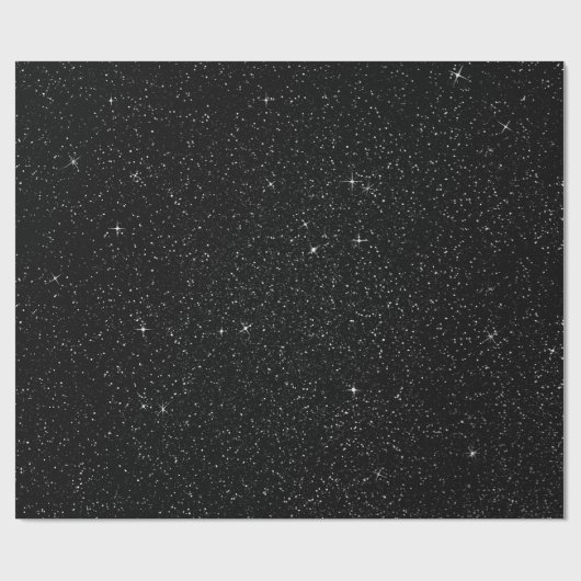 Zwarte Glam Glitter Stars Sparkly Minimal Wedding Cadeaupapier (Vlak)