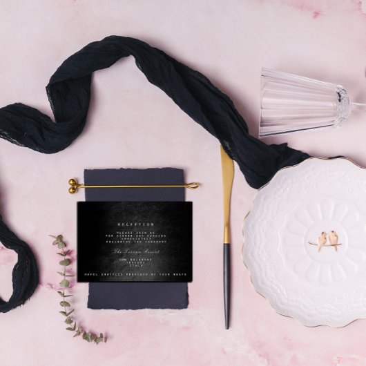 Zwarte Glam Herfst Vip Trouwreceptie Kaart