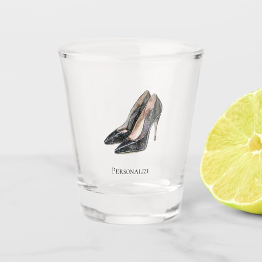 Zwarte Glam Hoge Hakken Shot Glas (Voorkant)