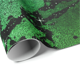 Zwarte Glam Marble Print Abstract tropisch metaal Cadeaupapier