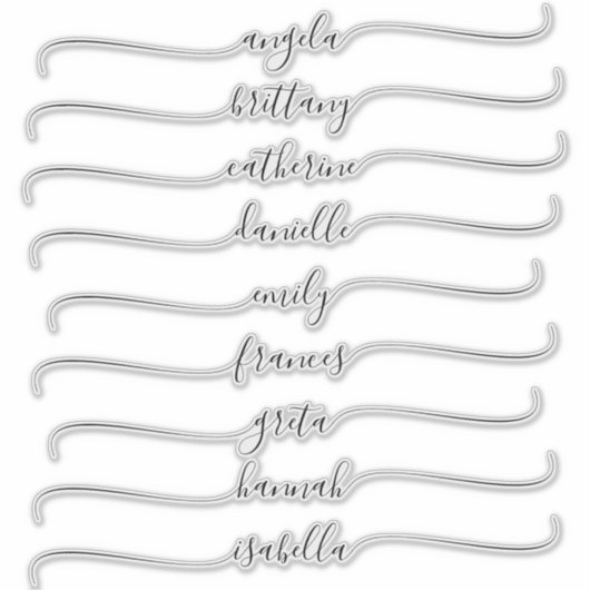 Zwarte Glam Signature Names with Long Swashes Sticker (Voorkant)