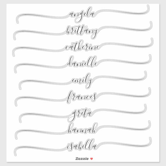 Zwarte Glam Signature Names with Long Swashes Sticker (Vel)