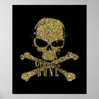 Zwarte Glam tot op het Bot Gouden Glitter Schedel
