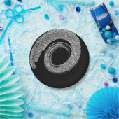 Zwarte Glam VIP Silver Spiral Glitter Grey Papieren Bordje (Feest)