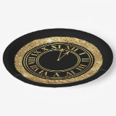 Zwarte Glamoureuze Gold Diamonds - Nieuwjaarsklok Papieren Bordje (Gekanteld)