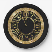 Zwarte Glamoureuze Gold Diamonds - Nieuwjaarsklok Papieren Bordje (Voorkant)