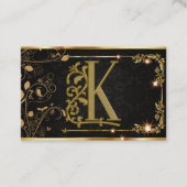 Zwarte glans gouden letter monogram visitekaartje (Voorkant)