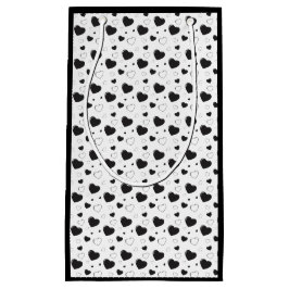 Zwarte glanzende harten schattig romantisch patroo klein cadeauzakje