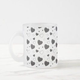 Zwarte glanzende harten schattig romantisch patroo matglas koffiemok