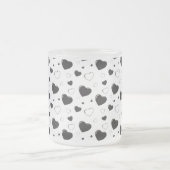 Zwarte glanzende harten schattig romantisch patroo matglas koffiemok (Center)