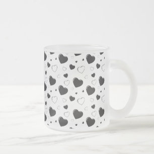 Zwarte glanzende harten schattig romantisch patroo matglas koffiemok