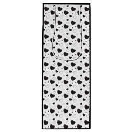 Zwarte glanzende harten schattig romantisch patroo wijn cadeautas