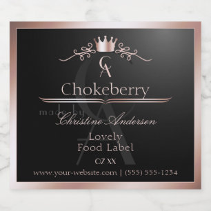 Zwarte Glanzende Product Label Roze Gouden Frame M Likeurfles Etiket