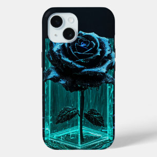 Zwarte glazen vaas met een roos iPhone 15 case