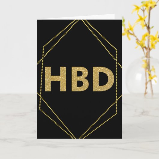 Zwarte Gliitter HBD Birthday voor BFF Geometric Kaart (Gele Bloem)