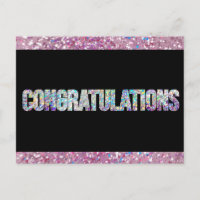 Zwarte glinstering glitter zilver Gefeliciteerd
