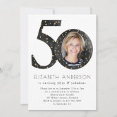 Zwarte Glitter 50 en Fabulous Birthday Kaart (Voorkant)