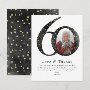 Zwarte Glitter 60th Birthday Foto Bedankkaart