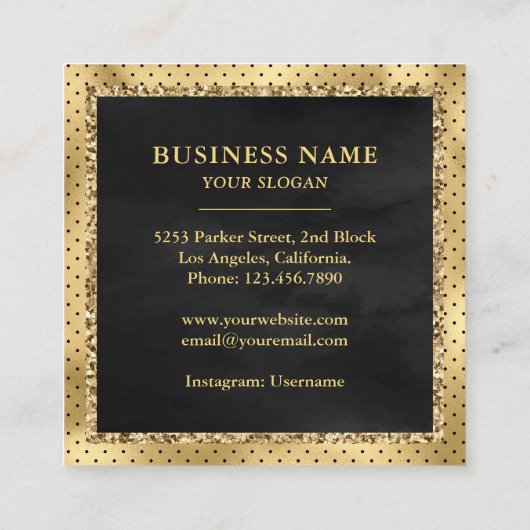 Zwarte Glitter Aangepaste Chocolade Cake Bakery Vierkante Visitekaartje (Achterkant)