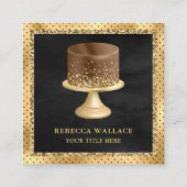 Zwarte Glitter Aangepaste Chocolade Cake Bakery Vierkante Visitekaartje (Voorkant)