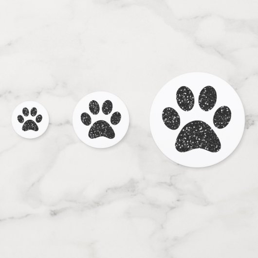 Zwarte Glitter Animal Mascot Paw-afdruktabel Confetti (Achterkanten)
