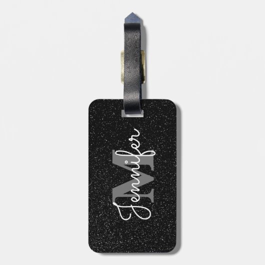 Zwarte glitter bagagelabel (Achterkant verticaal)