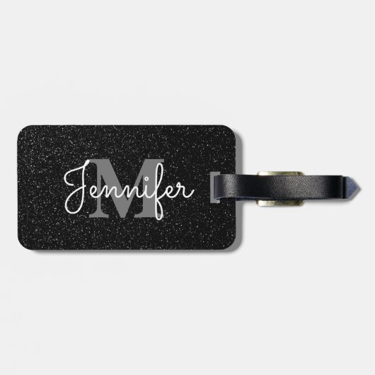 Zwarte glitter bagagelabel (Achterkant horizontaal)