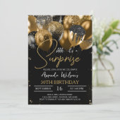 Zwarte Glitter-ballonnen 30e verrassingsdag Kaart (Staand voorkant)