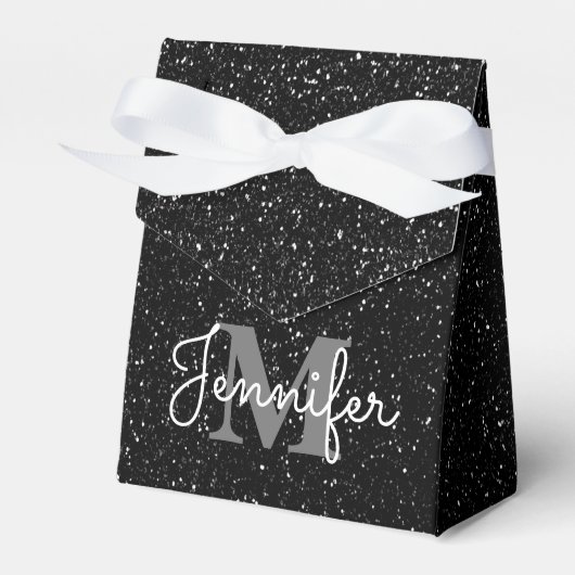 Zwarte glitter bedankdoosjes (Voorkant Zijde)