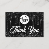 zwarte glitter bedankt pakket invoegen visitekaartje (Voorkant)