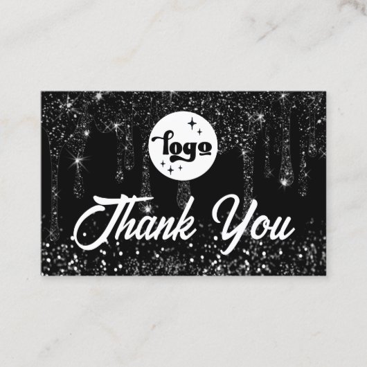 zwarte glitter bedankt pakket invoegen visitekaartje (Voorkant)