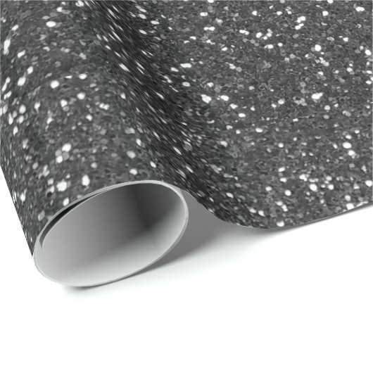 Zwarte glitter cadeaupapier (Rol Hoek)