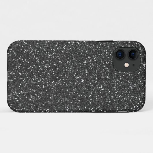 Zwarte glitter Case-Mate iPhone case (Achterkant (horizontaal))
