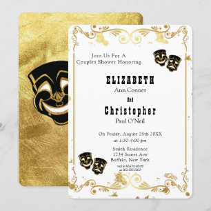 Zwarte Glitter Comedy & tragedie-paren schokkend Kaart