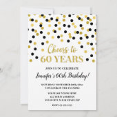 Zwarte Glitter Confetti Cheers tot 60 jaar Kaart (Achterkant)