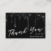 zwarte glitter dank u het pakket script invoegen visitekaartje (Voorkant)