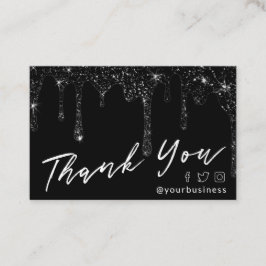 zwarte glitter dank u het pakket script invoegen visitekaartje