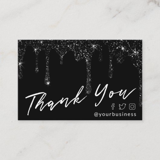 zwarte glitter dank u het pakket script invoegen visitekaartje (Voorkant)
