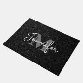 Zwarte glitter deurmat (Schuin)