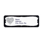 Zwarte Glitter Diamant Hart Adreslabels Etiket (Voorkant)