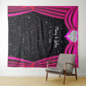 Zwarte Glitter Diamant Hart Roze Gordijn Achtergro Wandkleed (In Situ (horizontaal))