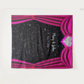 Zwarte Glitter Diamant Hart Roze Gordijn Achtergro Wandkleed (Voorkant (horizontaal))