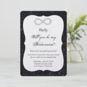 Zwarte Glitter Diamant Infinity Bruidsmeisje Kaart (Staand voorkant)