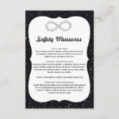 Zwarte Glitter Diamant Oneindigheid Veiligheidsmaa Informatiekaartje (Voorkant)