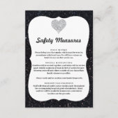 Zwarte Glitter Diamanten Hart Veiligheidsmaatregel Informatiekaartje (Voorkant)