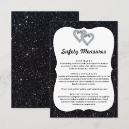 Zwarte Glitter Diamanten Harten Veiligheidsmaatreg Informatiekaartje