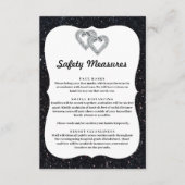 Zwarte Glitter Diamanten Harten Veiligheidsmaatreg Informatiekaartje (Voorkant)