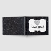 Zwarte Glitter Diamond Heart Guestbook Gastenboek (Volledig)