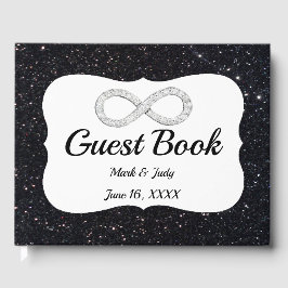 Zwarte Glitter Diamond Infinity Guestbook Gastenboek